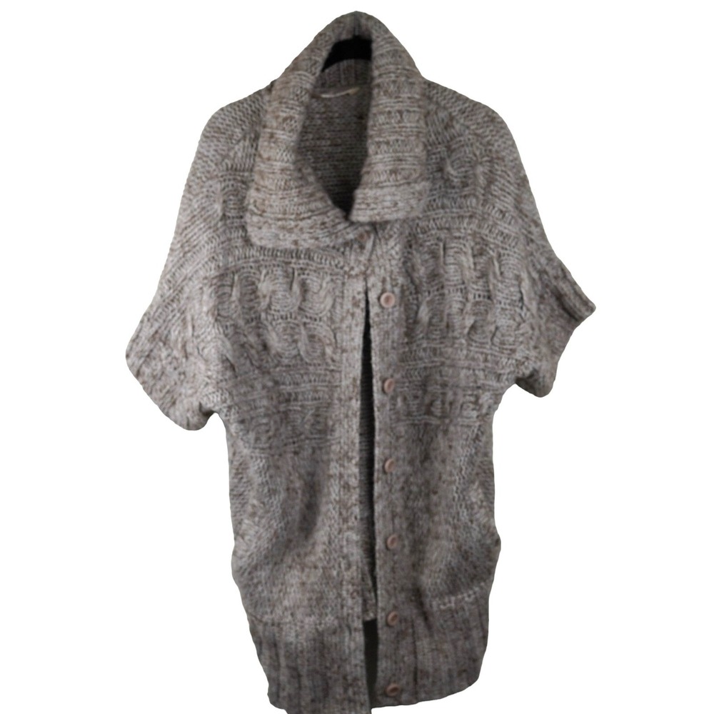 Miss Selfridge Cable Knit Button-Up Chunky Cardigan Women's Size 10 Wool Blend
